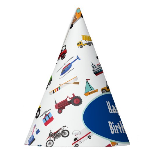 リトルボーイカービークルパタンキッドハッピーバースデー パーティーハット (左)