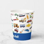 リトルボーイカービークルパタンキッドハッピーバースデー 紙コップ (裏面)