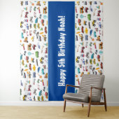 リトルボーイカー車パターン子供の誕生日パーティー タペストリー (インサイチュ)