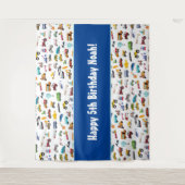 リトルボーイカー車パターン子供の誕生日パーティー タペストリー (正面)