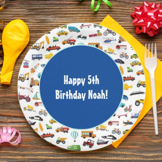 リトルボーイカー車パターン子供の誕生日パーティー ペーパープレート