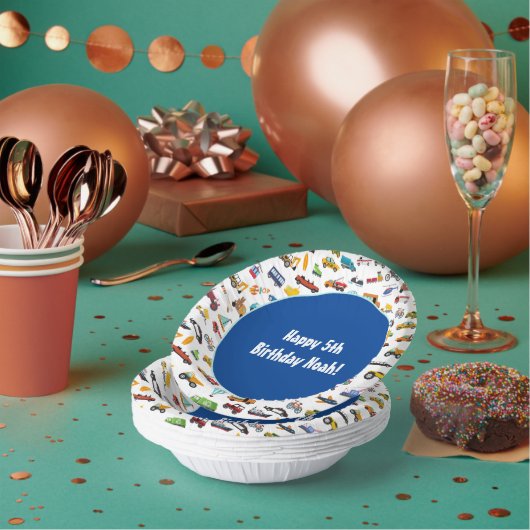 リトルボーイカー車パターン子供の誕生日パーティー ペーパーボウル (複数)