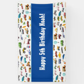 リトルボーイカー車パターン子供の誕生日パーティー 横断幕 (縦)