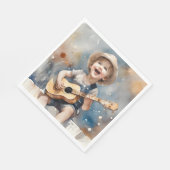 リトルボーイギター歌唱水彩イラストレーション スタンダードランチョンナプキン (角)