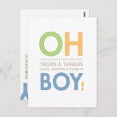 リトルボーイシャワー招待状スニップ&スネイルズ ポストカード (正面/裏面)