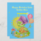 リトルボーイズパーソナライズされた誕生日カード サンキューカード (正面/裏面)