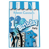 リトルボーイズファーストブルーエレファント誕生日 ミディアムペーパーバッグ (正面)