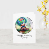 リトルボーイズベア誕生日 カード (黄色い花)