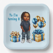 リトルボーイダークスキンブライドパーティー ペーパープレート (正面)