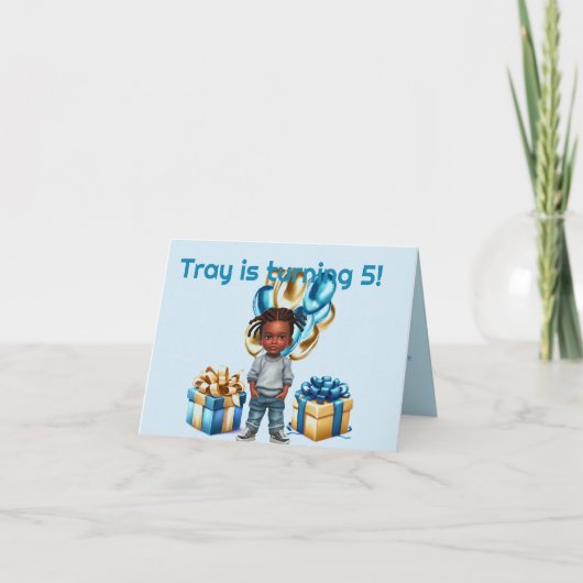 リトルボーイダークスキンブライド誕生日招待状 招待状 (正面)