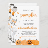 リトルボーイパンプキンベビーシャワー招待状 招待状 (正面/裏面)