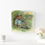 リトルボーイブルー子供部屋ライム スクエア壁時計 (ホーム)