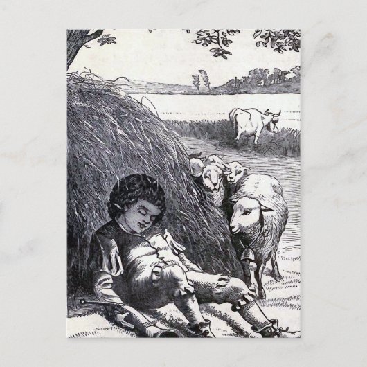 「リトルボーイブルー」ヴィンテージイラストレーション ポストカード (正面)