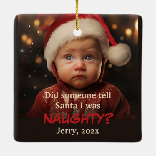 リトルボーイリストいけなおもしろいクリスマス飾り セラミックオーナメント (裏面)