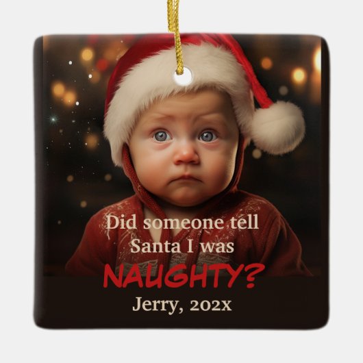 リトルボーイリストいけなおもしろいクリスマス飾り セラミックオーナメント (正面)