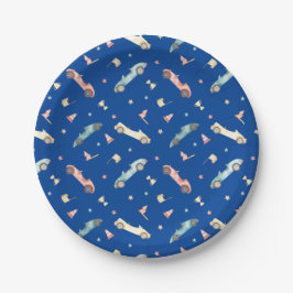 リトルボーイレーシングカーの水の色パターン ペーパープレート