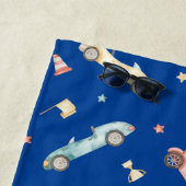 リトルボーイレーシングカーの水色パターン青 ビーチタオル (インサイチュ)