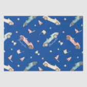 リトルボーイレーシングカーの水色パターン青 薄葉紙 (正面)