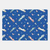 リトルボーイレーシングカー水の色パターン誕生日 ラッピングペーパーシート (正面)