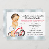 リトルボーイ三輪車バースデーパーティー 招待状 (正面/裏面)