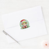 リトルボーイ小妖精や小人クリスマス魔法 ラウンドシール (封筒)