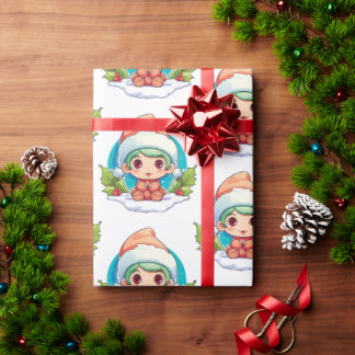 リトルボーイ小妖精や小人クリスマス魔法 ラッピングペーパー