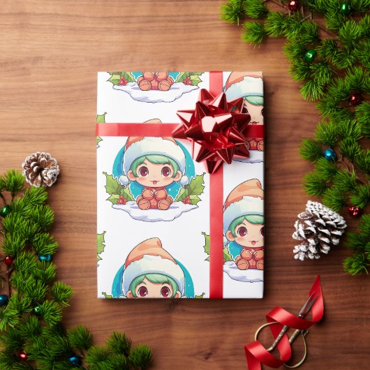リトルボーイ小妖精や小人クリスマス魔法 ラッピングペーパー (クリスマスギフト)