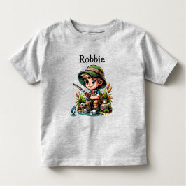 リトルボーイ魚釣り漫画パーソナライズされた トドラーTシャツ