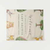 リトルボーイ ボーホー ウッドランドアニマル ベイビーシャワー タペストリー (正面(横))