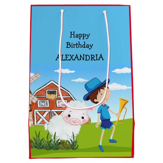 リトルボーピープニューおもしろいキッズファブアメージング ミディアムペーパーバッグ (裏面)