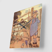 リトルボーピープ子供部屋韻 スクエア壁時計 (傾斜)