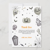 リトルボーモダン幽霊ボーイベビーシャワー サンキューカード (正面)