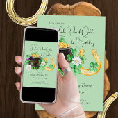 リトルポットの金ゴールドアイリッシュシャムロック誕生日パーティー 招待状