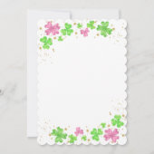 リトルポットの金ゴールドピンク緑シャムロックベビーシャワー 招待状 (裏面)