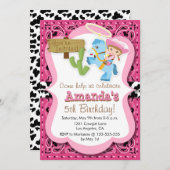 リトルポニー女性のカーボーイ誕生パーティー招待 招待状 (正面/裏面)