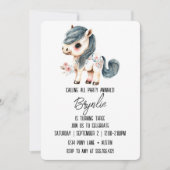 リトルポニー誕生日かわいいホワイトホースピンク 招待状 (正面)