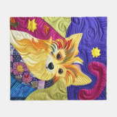 リトルポムパピーキルトライクデザイン フリースブランケット (正面(横))