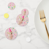 リトルポーズイエロー・ラブラドール・レトリーバーの子犬ピンクの誕生日 コンフェッティ (グループ)