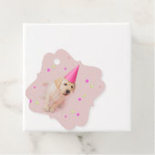 リトルポーズイエロー・ラブラドール・レトリーバー子犬ピンクの誕生日 フェイバータグ (インサイチュ)