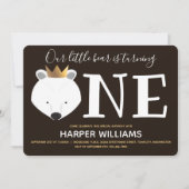 リトルポーラークラウンワンアニマルファースト誕生日 招待状 (正面)