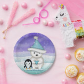 リトルポーラーベア&ペンギンホリデープレート ペーパープレート (パーティー)