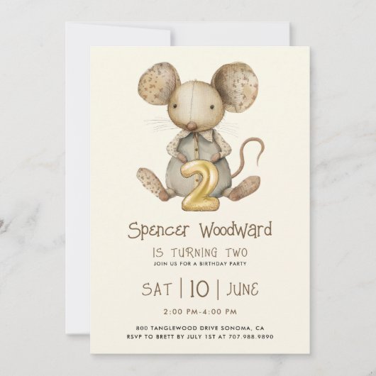リトルマウスボーイ誕生日ターニング2 招待状 (正面)