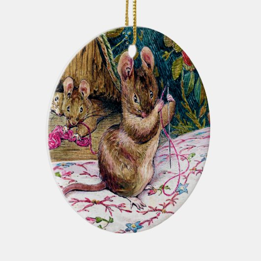 リトルマウス裁縫ぶら下がったのオーナメント セラミックオーナメント (右)