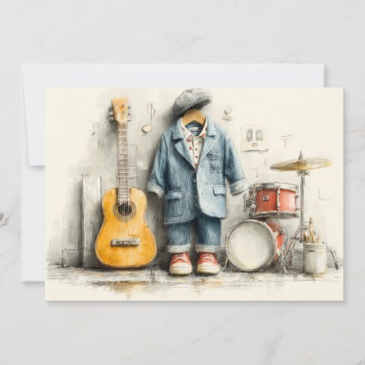 リトルマエストロ1歳のパーティー 招待状 (正面)