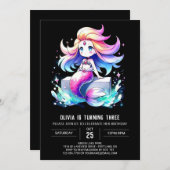 リトルマジカルマーメイド誕生日 招待状 (正面/裏面)