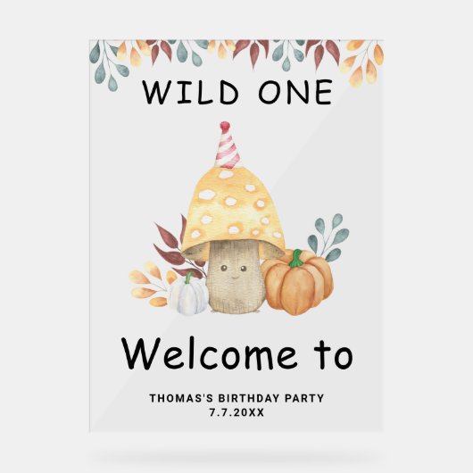 リトルマッシュルームの最初の誕生日パーティー アクリルサイン (正面)