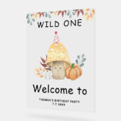 リトルマッシュルームの最初の誕生日パーティー アクリルサイン (傾斜)