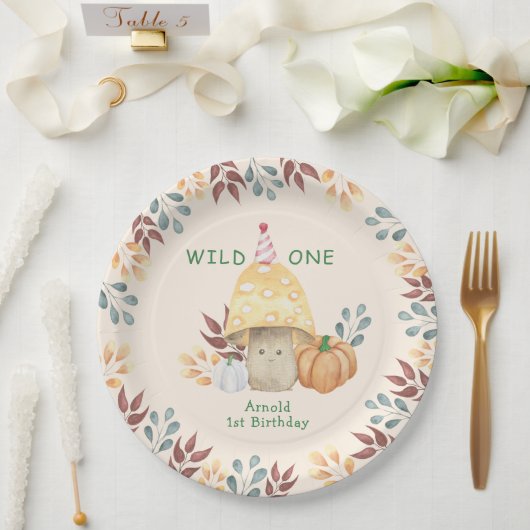 リトルマッシュルームの最初の誕生日パーティー ペーパープレート (ウェディング)