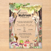 リトルマッシュルームウッドランドフォレスト秋ベビーシャワー アクリル招待状 (正面)