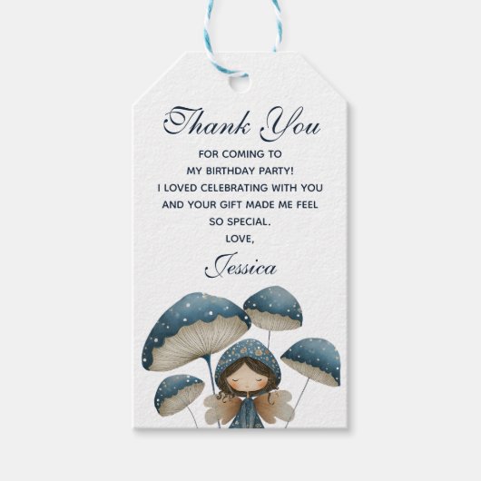 リトルマッシュルームフェアリー子供の誕生日ありがとう ギフトタグ (正面)
